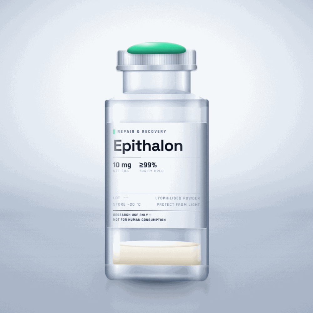 Epithalon — lyophilised research compound vial, ≥99% purity, for laboratory research use only